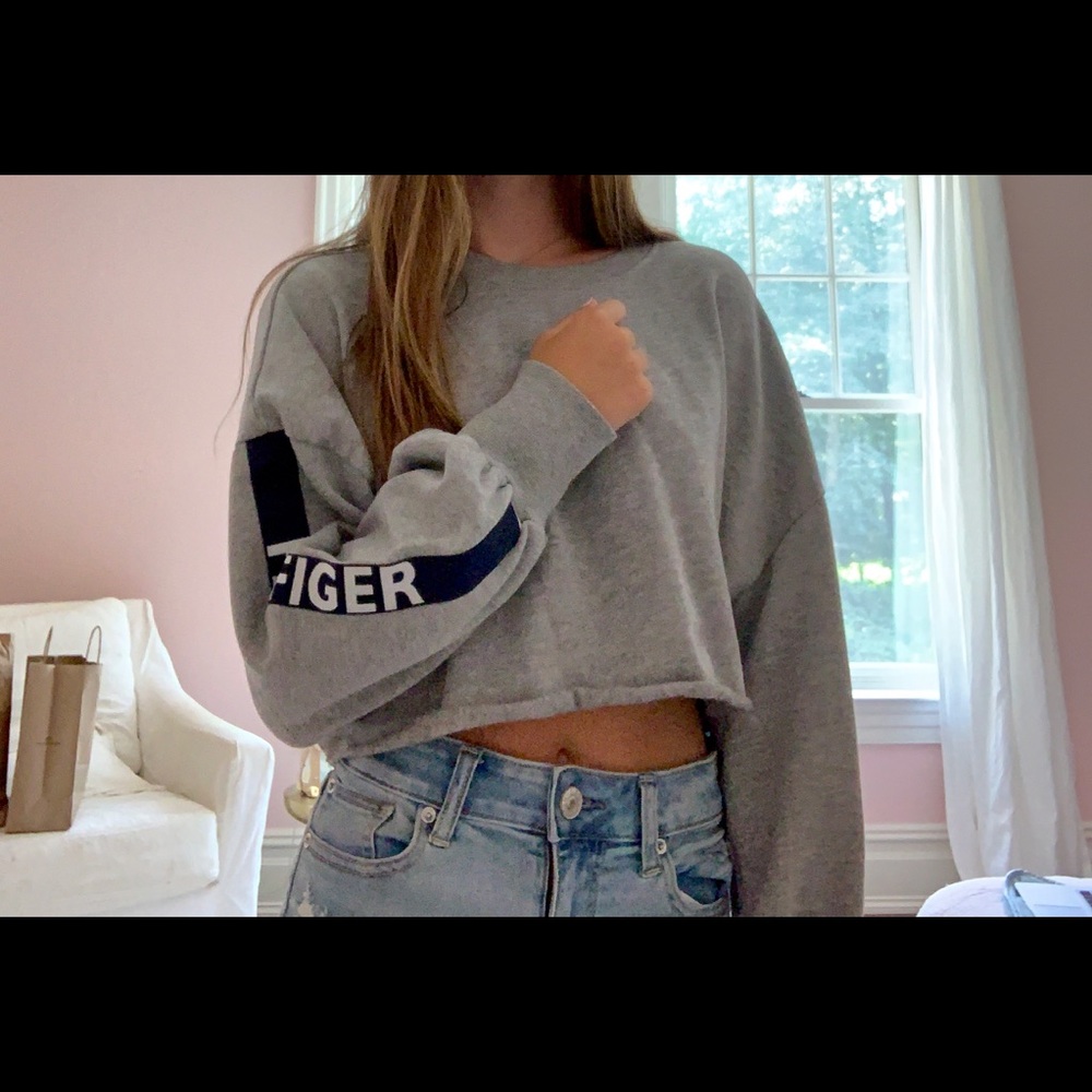 Grey Tommy cropped sweatshirt